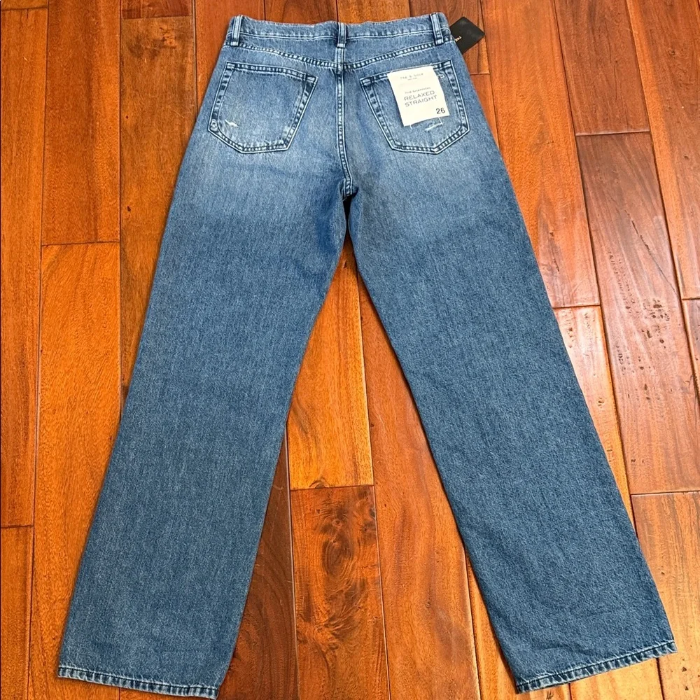 rag & bone Women's Straight Leg Jeans in Medium Blue - Picture 2 of 8